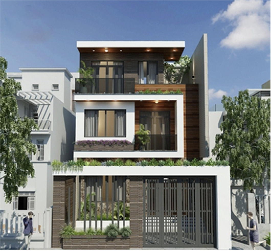 Mẫu nhà ống mặt tiền 8m 4 phòng ngủ 1 phòng thờ