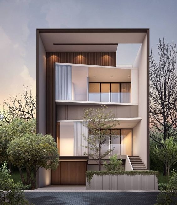 Mặt tiền nhà phố 3 tầng 8m ốp gạch inax kiểu Nhật Bản