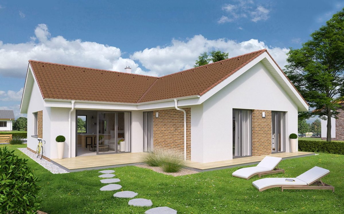 Biệt thự 1 tầng 100m2 chữ L 2 phòng ngủ