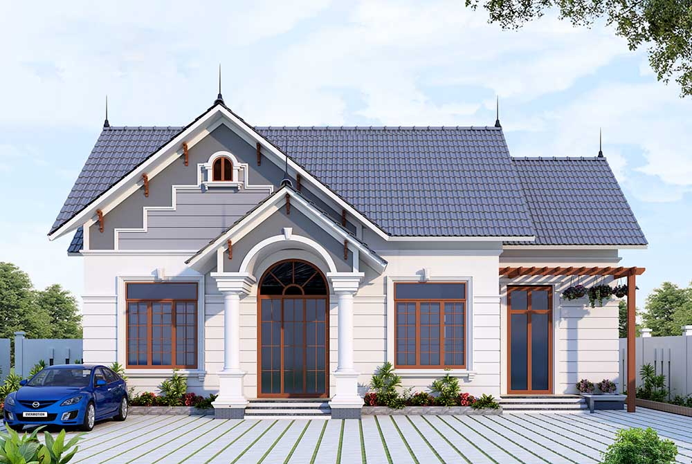 Thiết kế nhà 1 tầng 3 phòng ngủ đẹp