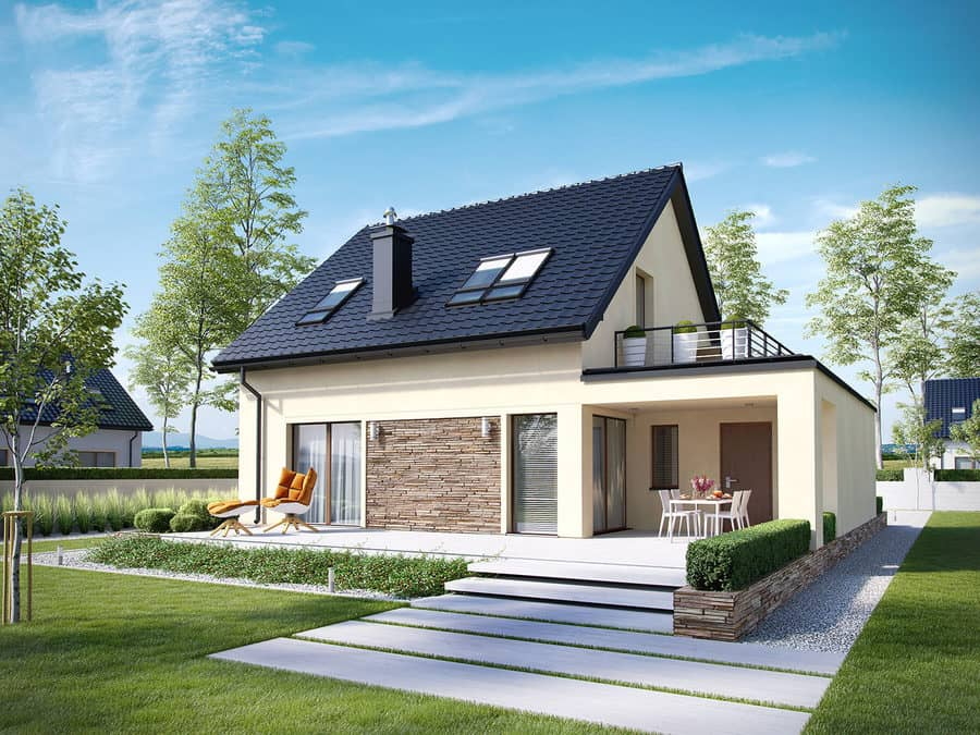 Nhà chữ L 100m2 1 tầng có sân thượng