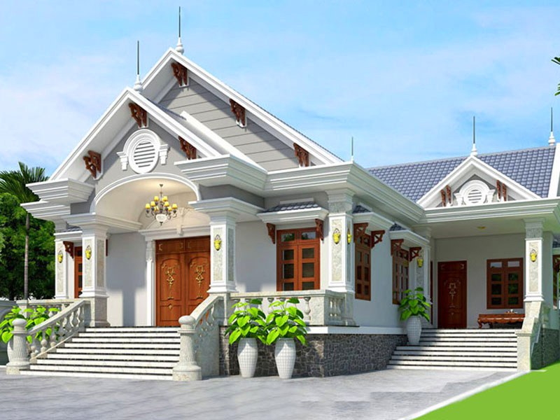 Mặt tiền căn nhà hiện đại chữ L