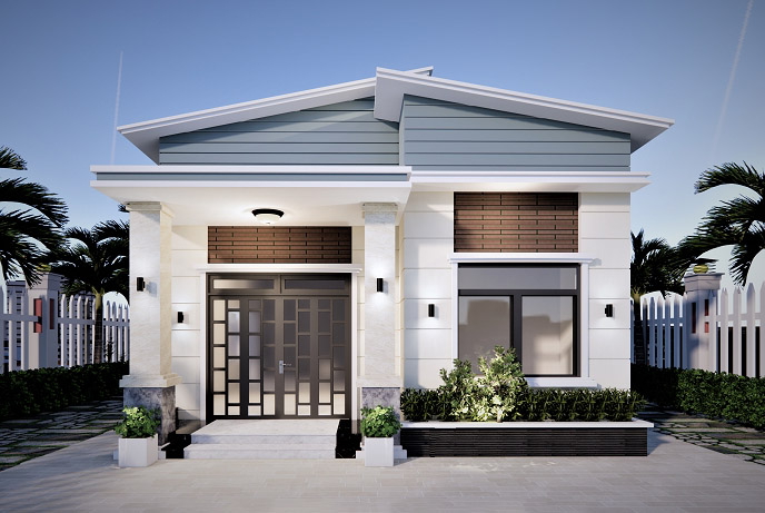 Nhà cấp 4 mái chéo 3 phòng ngủ lạ mắt