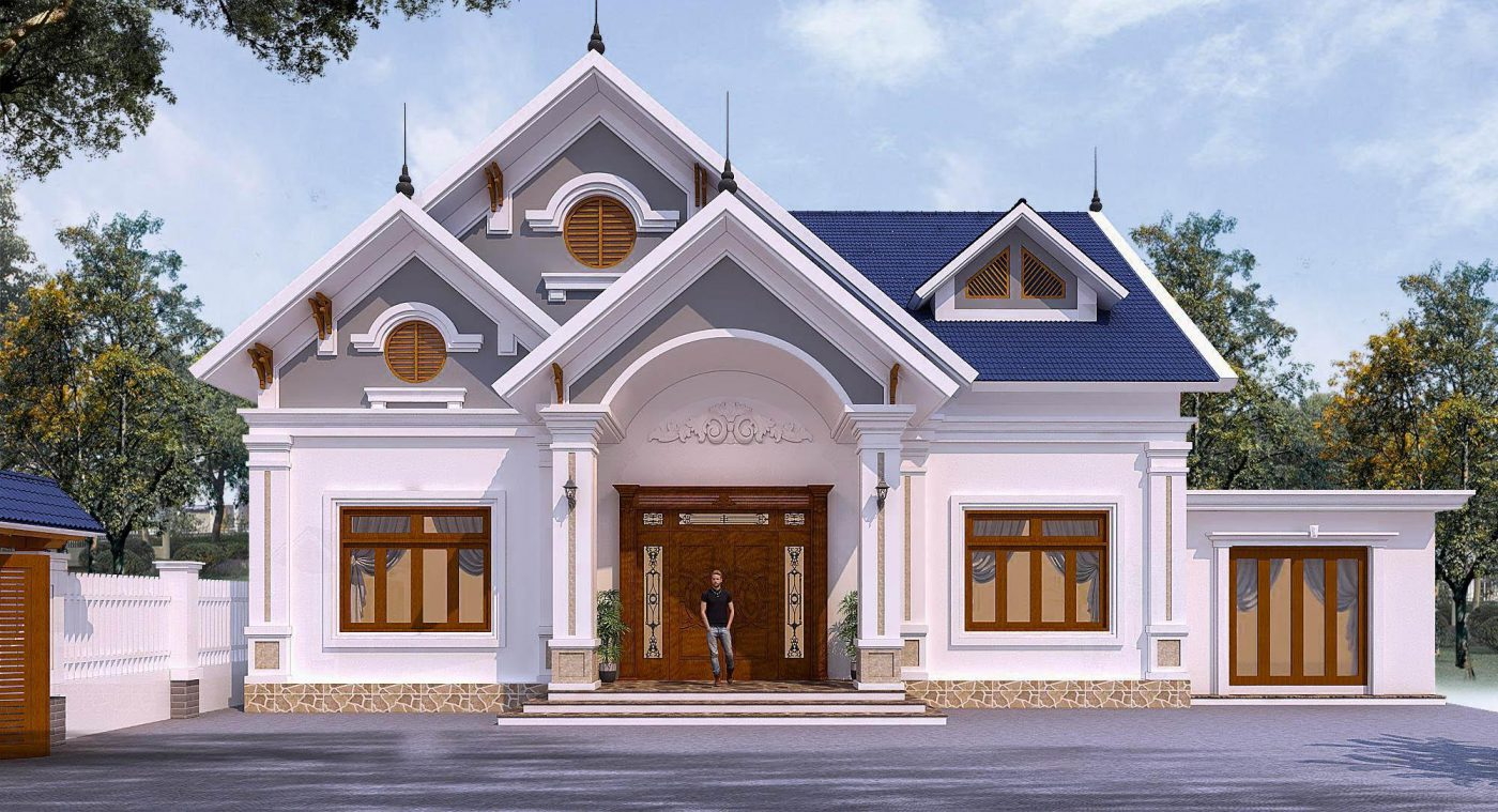 Ngôi nhà 1 tầng mái thái xanh đẹp lạ