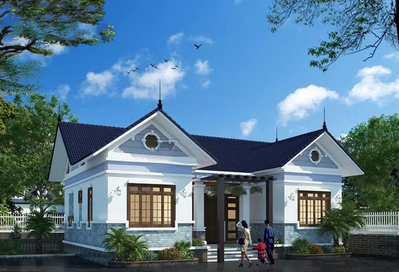 Ý đồ phối các sắc xanh từ móng đến mái tạo hiệu ứng chuyển màu hiệu quả