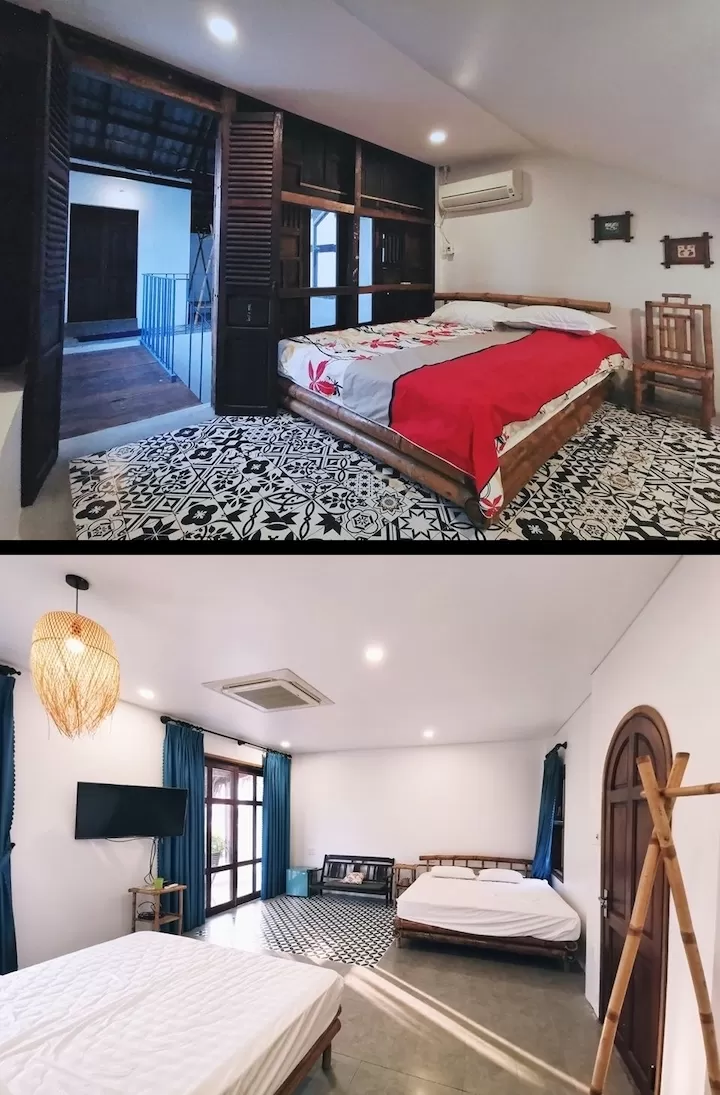 Không gian phòng ngủ mang nét đặc trưng kiến trúc nhà gỗ phố biển