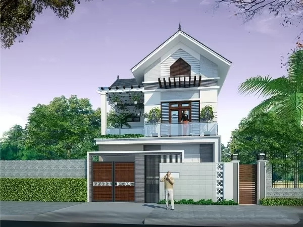 Sân thượng không nằm ở tầng tum mà thụt vào trong để tránh bị nắng hắt quá mạnh
