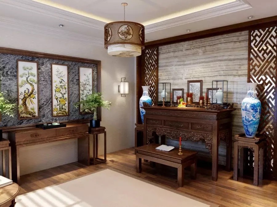 Treo chùm thạch anh trên trần nếu vị trí bàn thờ nằm dưới dầm nhà, xà ngang