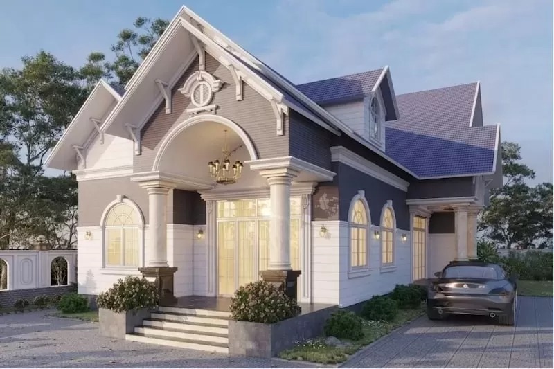 Mẫu nhà 3 phòng ngủ 100m2 mặt tiền 7m 