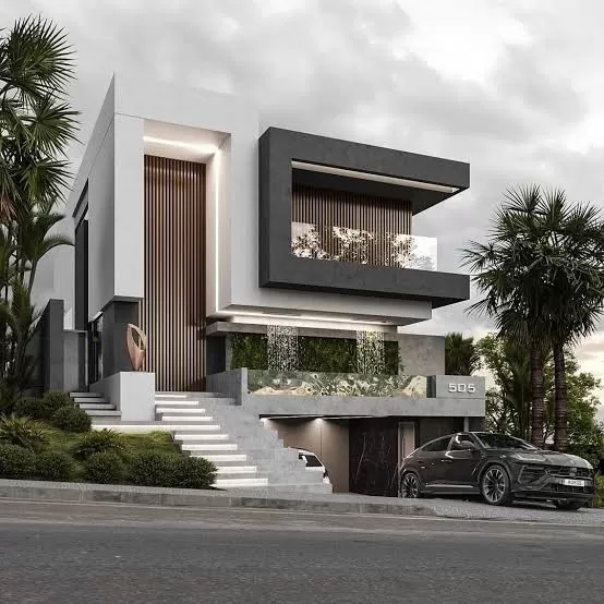 Thiết kế nhà ngang 8m dài 10m đẹp sang chảnh có tầng hầm chìm