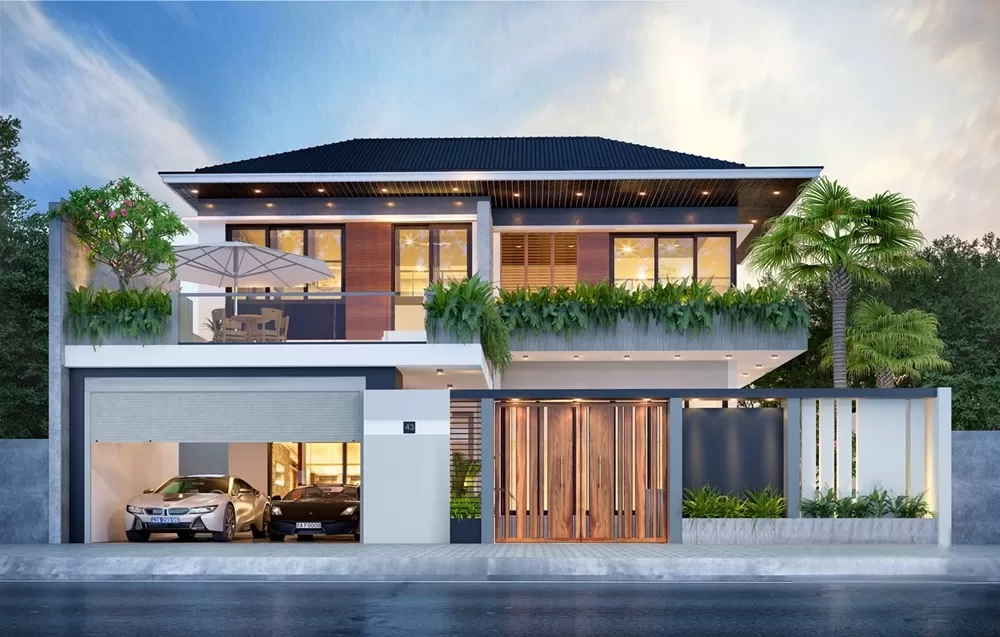 Thiết kế ấn tượng kết hợp cùng với cây xanh tạo điểm nhấn cho ngôi nhà