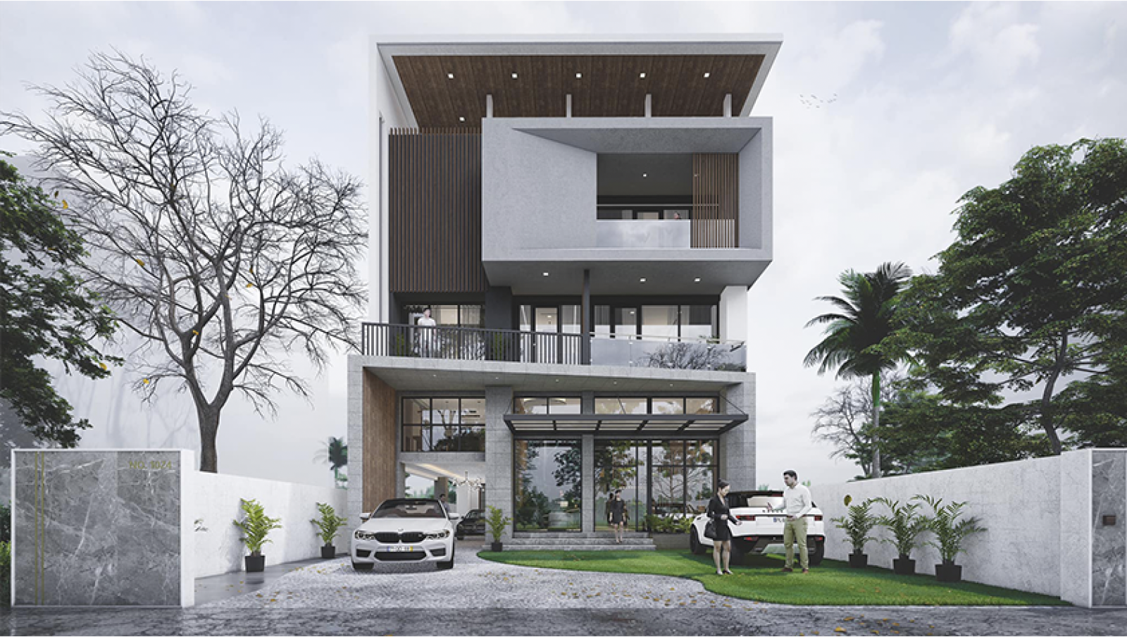 Hình khối kiến trúc có chiều cao bề thế bởi được xây thêm gác lửng tầng 1 và tầng tum