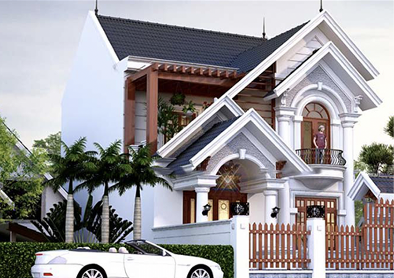 Mẫu thiết kế biệt thự 2 tầng 4 phòng ngủ 7 5m mặt tiền