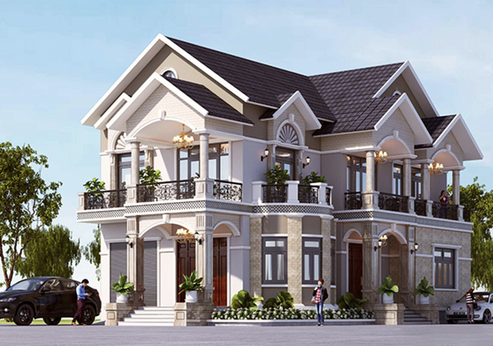 Biệt thự 7 5m với quy mô 2 tầng khang trang