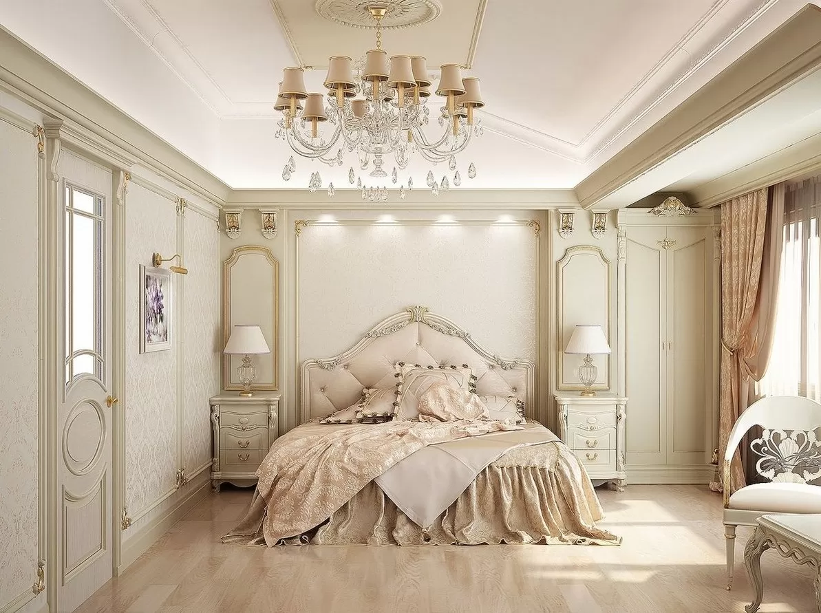 Phòng ngủ kiến trúc tân cổ điển sử dụng nội thất phong cách lãng mạn