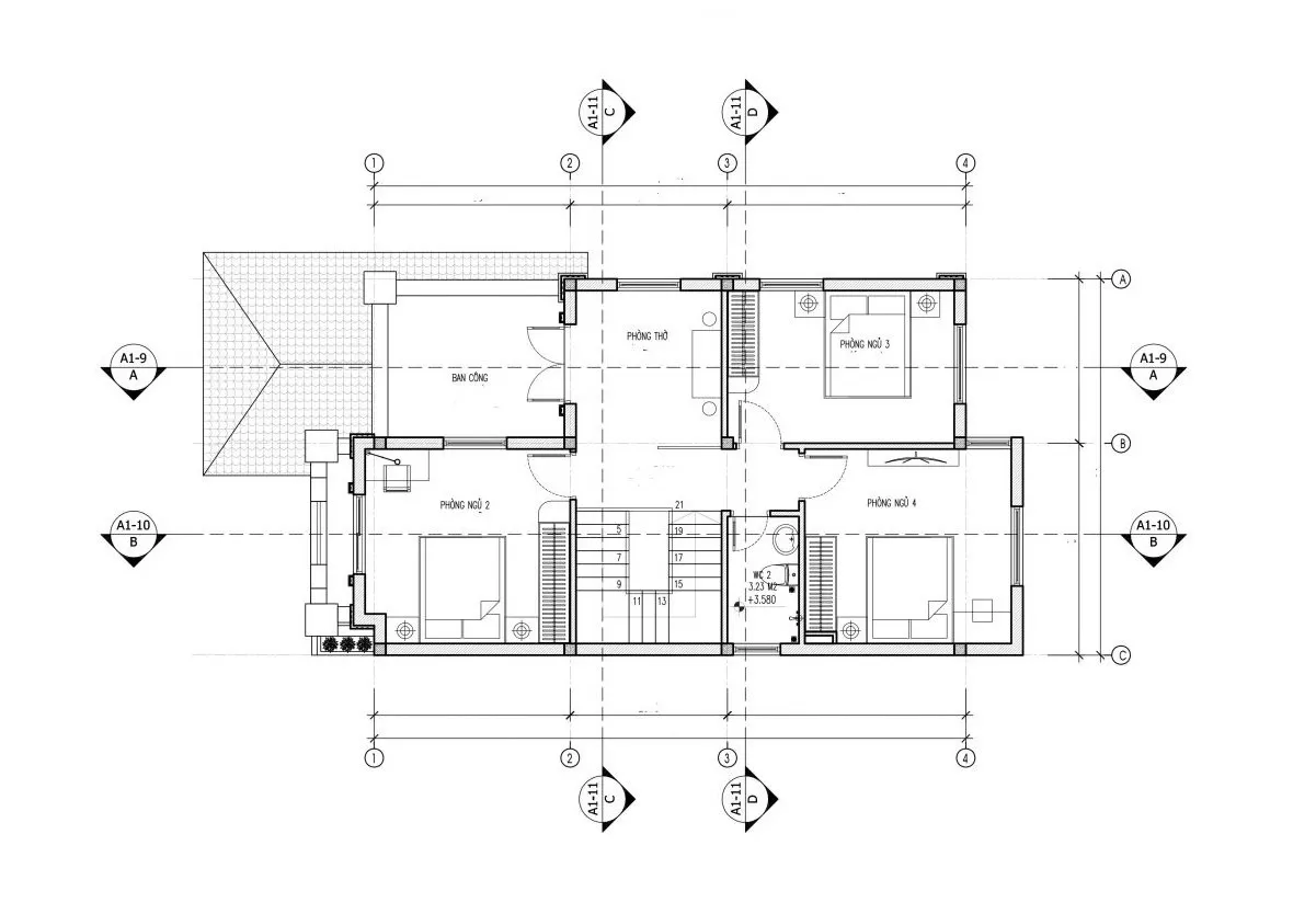 Bản vẽ thiết kế công năng tầng 2