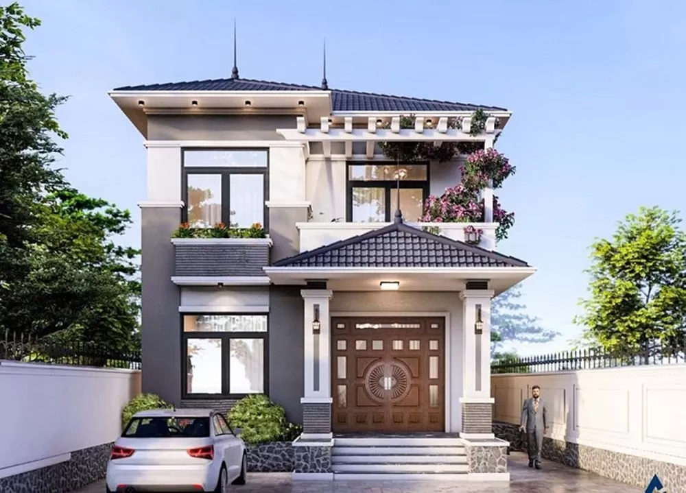 Thiết kế nhà 2 tầng Mái Nhật hiện đại