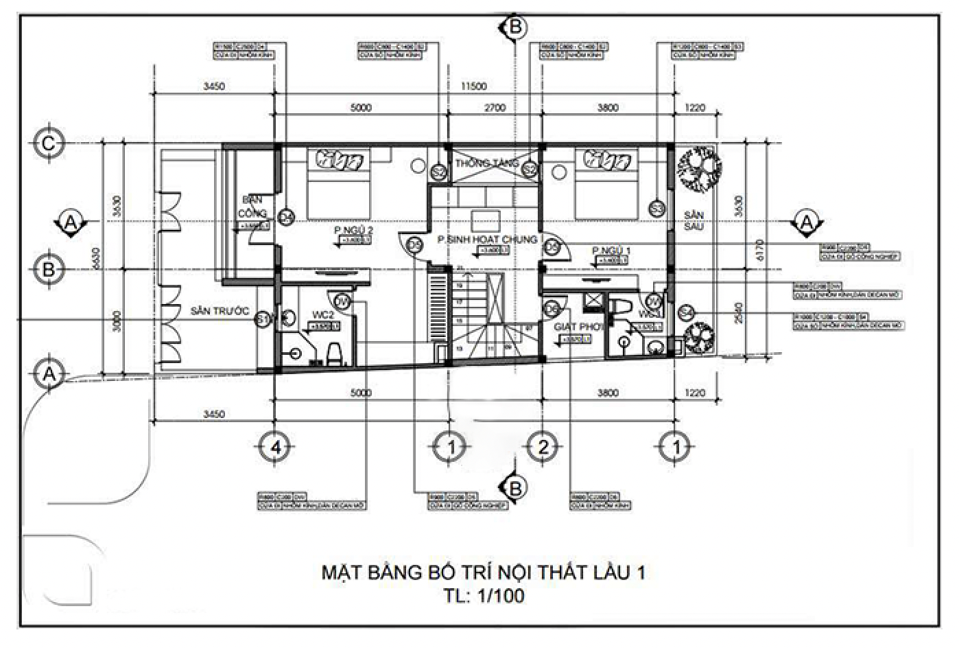 Mặt bằng nội thất tầng 2