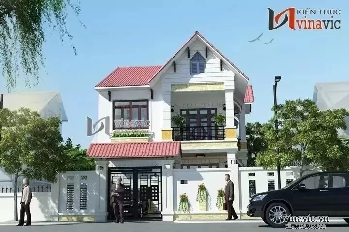 Mẫu thiết kế nhà 2 tầng 8x15m mái Thái 