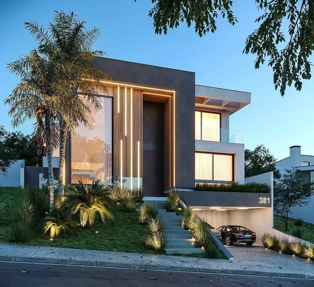 Toàn bộ phần cửa căn biệt thự được làm bằng kính giúp không gian nội thất sáng bừng thu hút mọi ánh nhìn