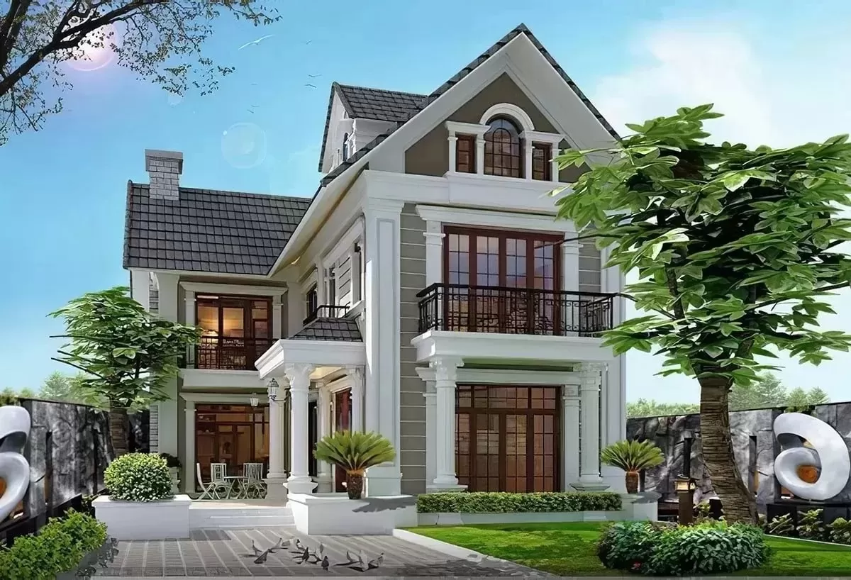 Công trình nhà ở 2 tầng chữ L