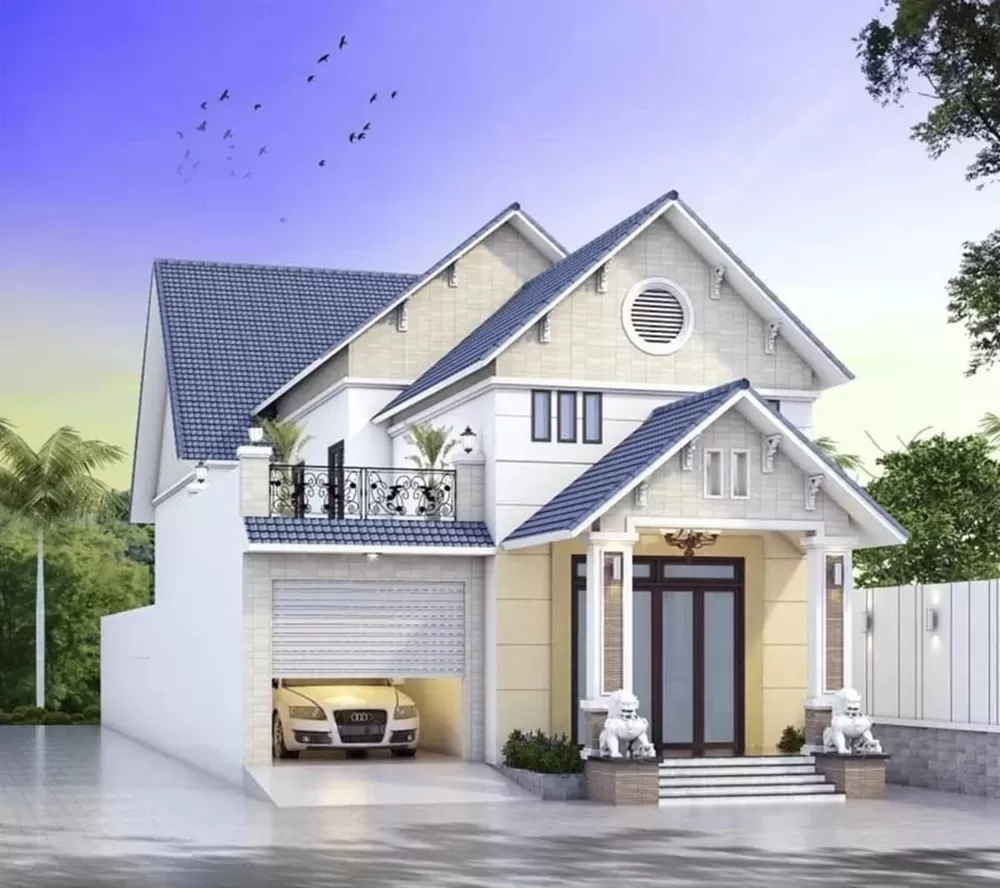 Ngôi nhà đẹp có gara ô tô mái thái 2 tầng giá 1 tỷ