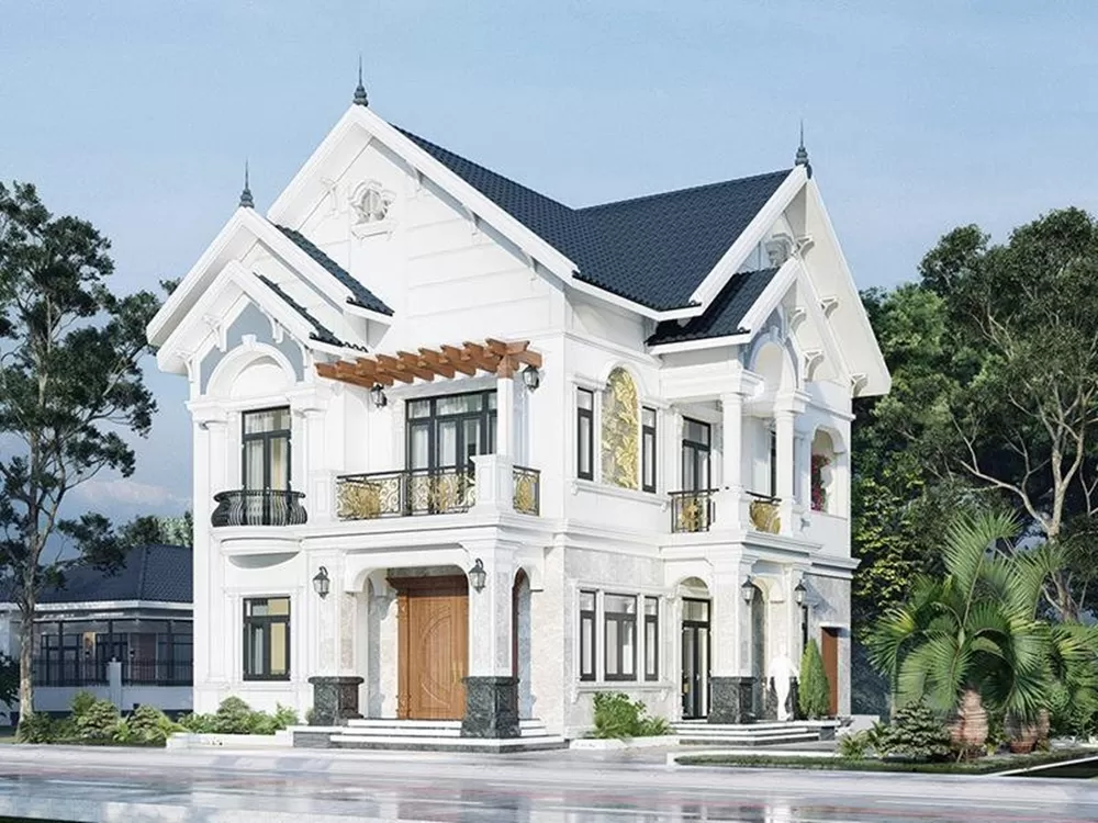 ngôi nhà được thiết kế với màu sắc trung tính như trắng, nâu, xám, tạo ra sự thanh lịch và sang trọng cho không gian sống bên trong.
