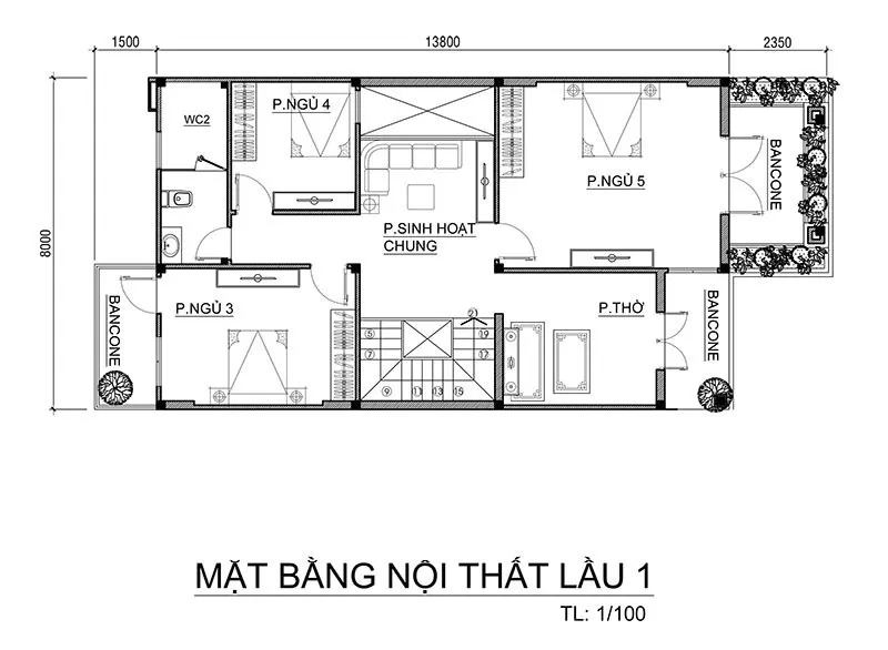 Phối cảnh nội thất tầng 2