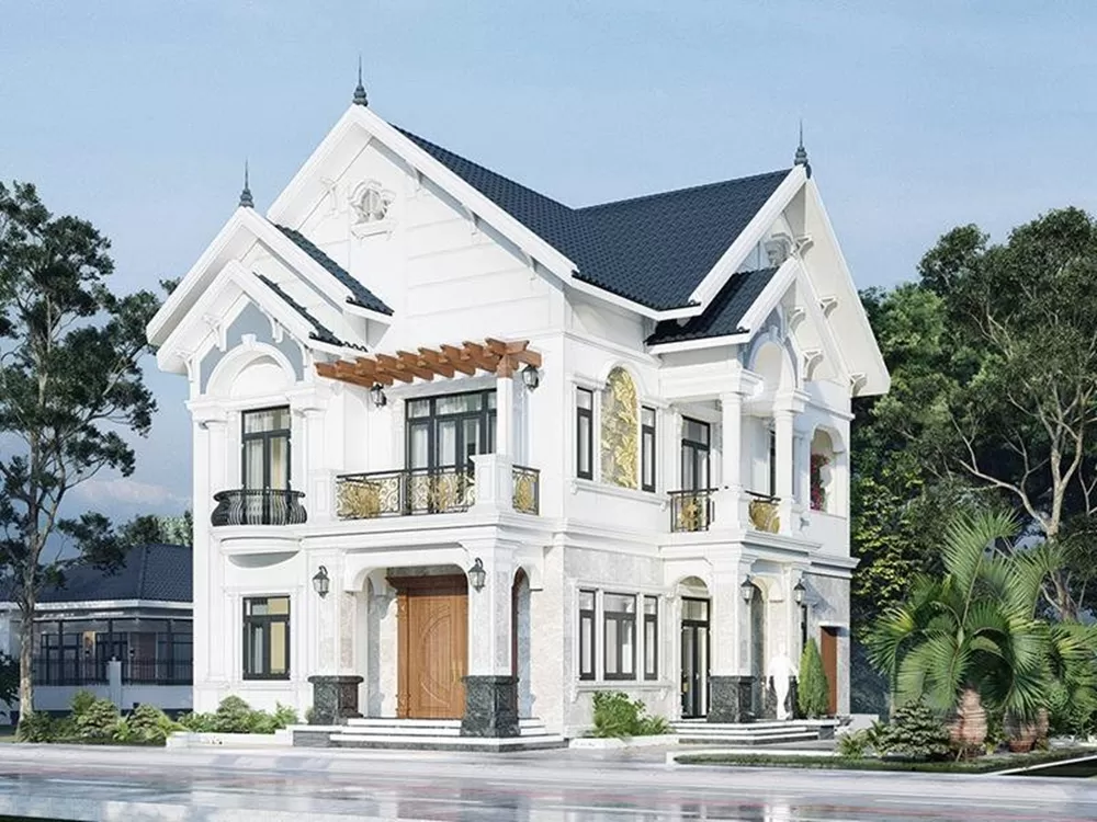 Mẫu nhà 2 tầng mái thái 8x12 kèm bản vẽ chi tiết