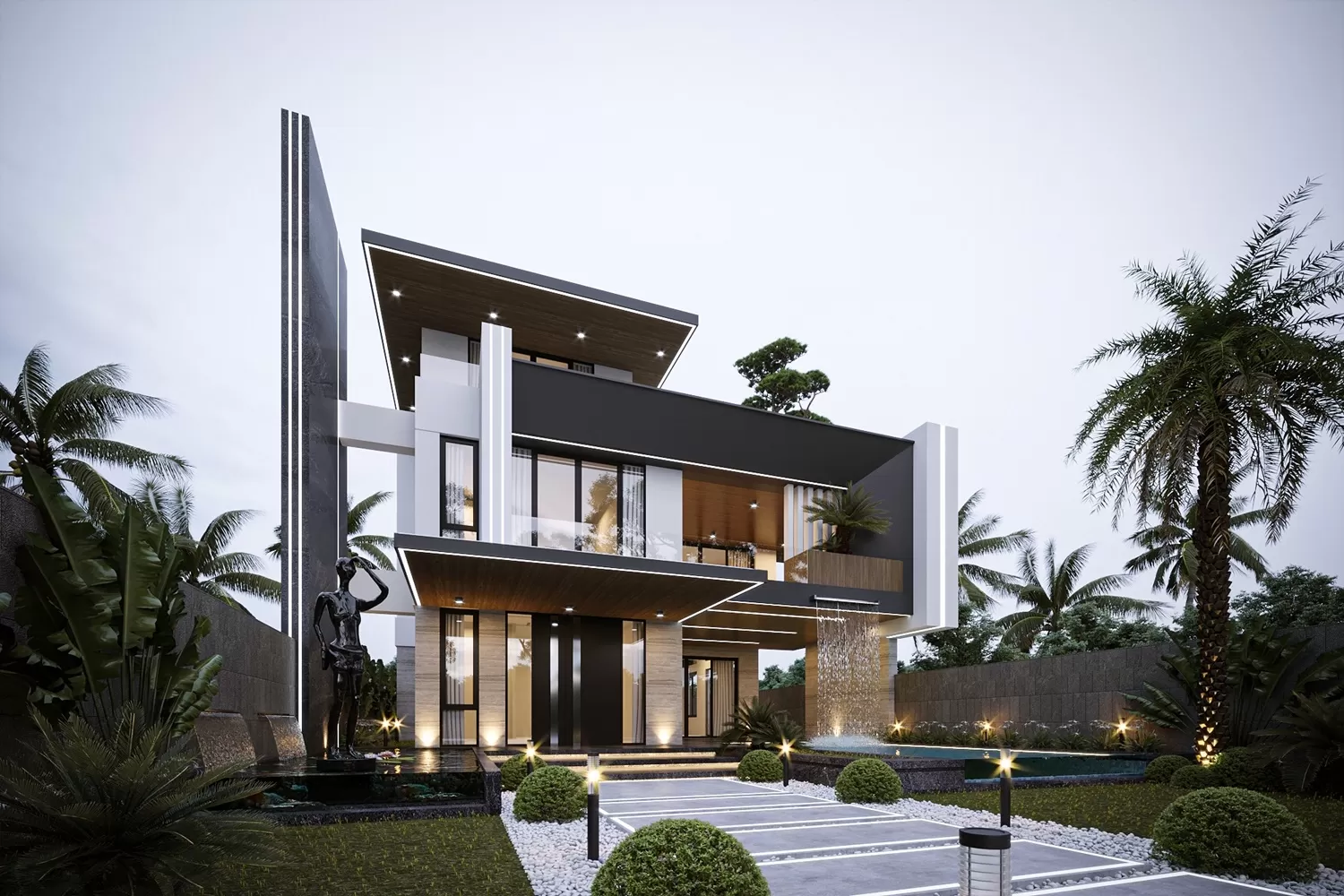 Thiết kế biệt thự 3 tầng hiện đại mái bằng 280m2