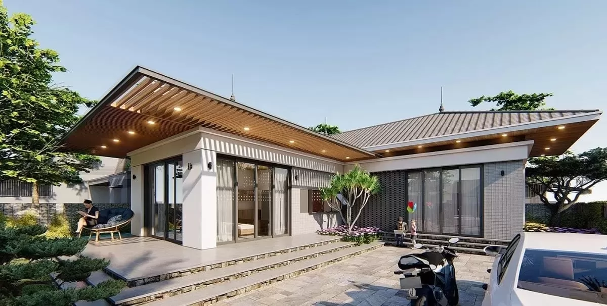Bậc tam cấp giúp kết nối phần trong và ngoài nhà