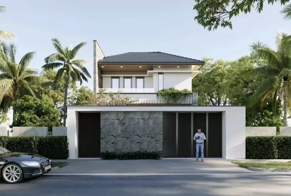Hệ tiểu cảnh sân vườn gồm nhiều cây đẹp xanh mướt