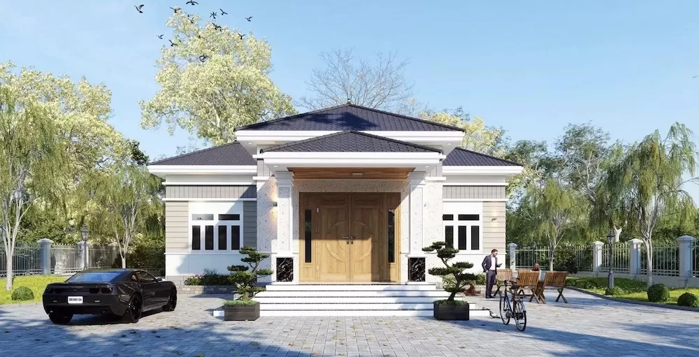 Nhà cấp 4 mái nhật 3 phòng ngủ nằm giữa cây lá phong đẹp khang trang