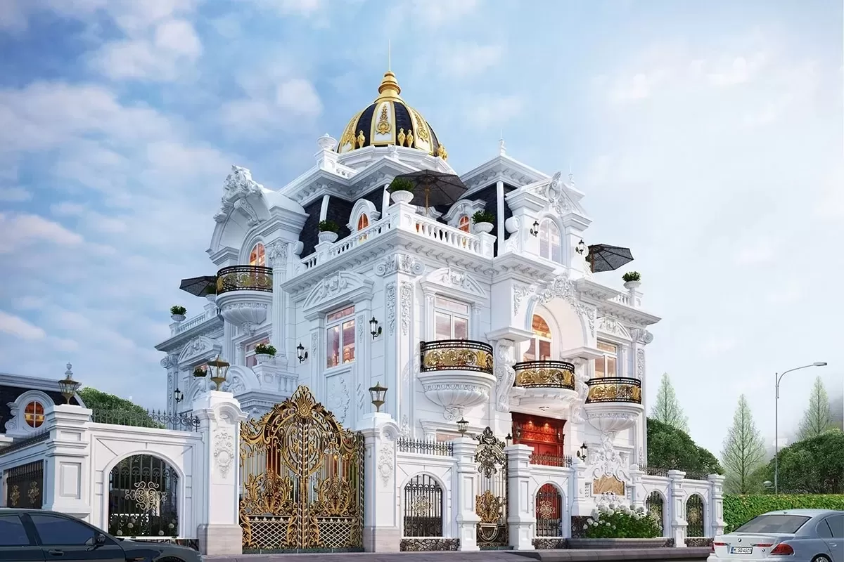 Phối cảnh biệt thự cổ điển đẹp như cung điện