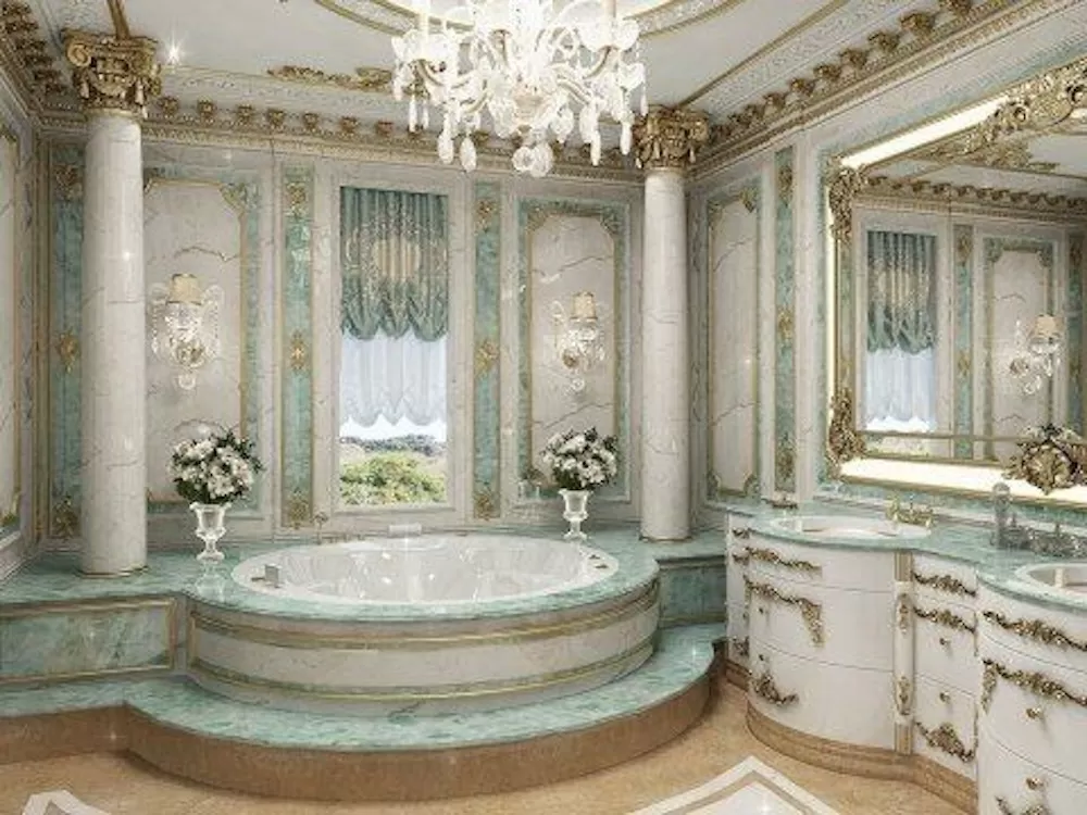 Nội thất phòng tắm cổ điển được trang hoàng không kém gì các mẫu khách sạn 5 sao trên thế giới