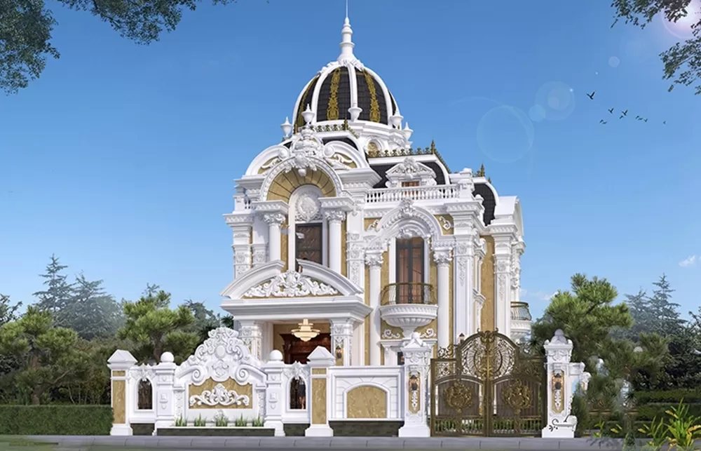 Mẫu thiết kế biệt thự mái chóp nguy nga tựa lâu đài tráng lệ