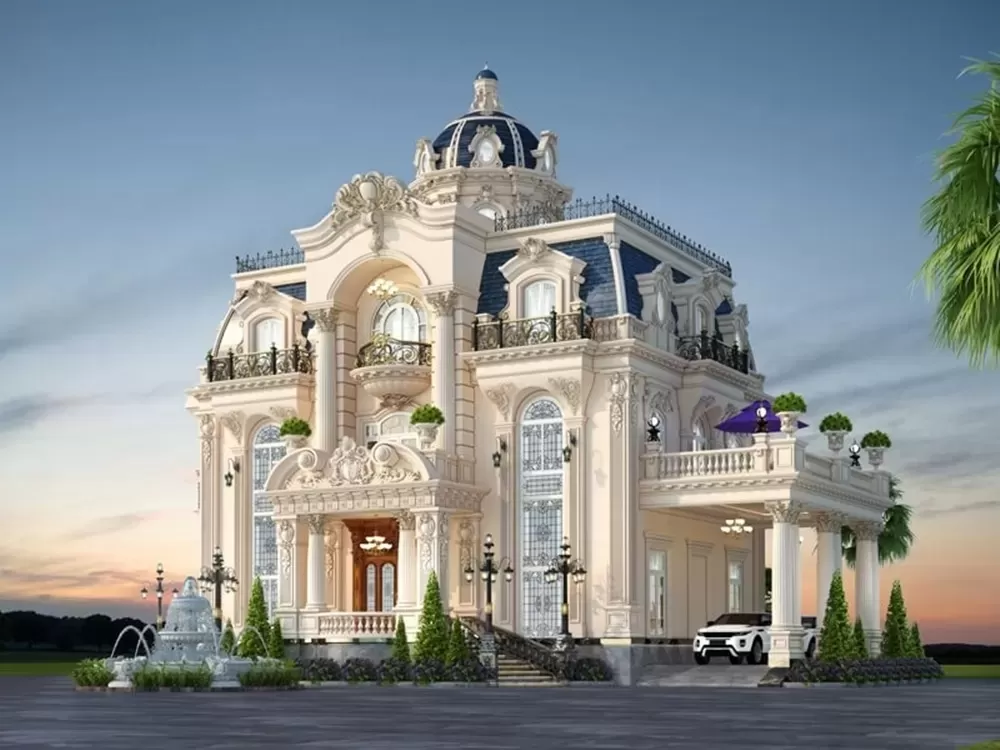 Lâu đài được trang trí bằng hoa văn cầu kỳ, tinh tế với hình tượng thiên nhiên hoa cỏ, linh vật trong thần thoại