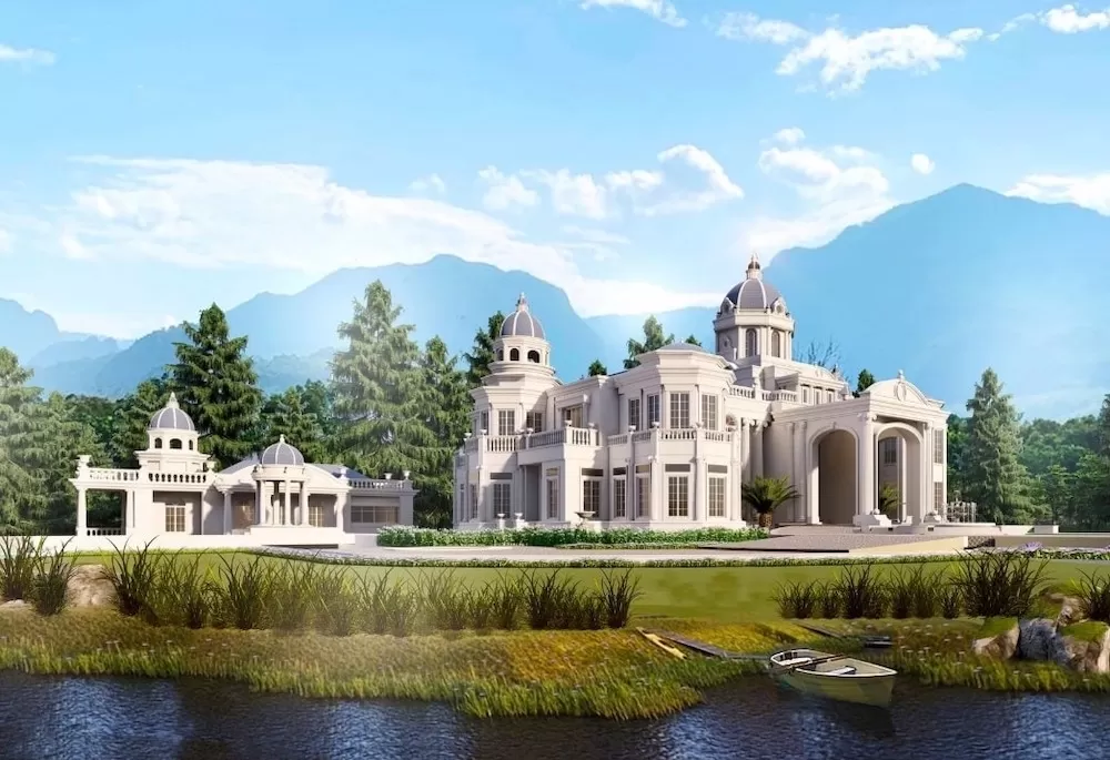 Mẫu lâu đài biệt thự 2 tầng mái chóp được xây dựng với vẻ đẹp bề thế và quyền lực đầy ấn tượng