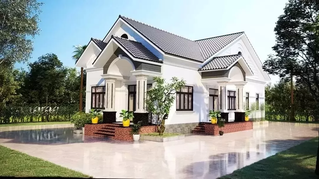 Mái thái nhà vườn 1 tầng 4 phòng ngủ