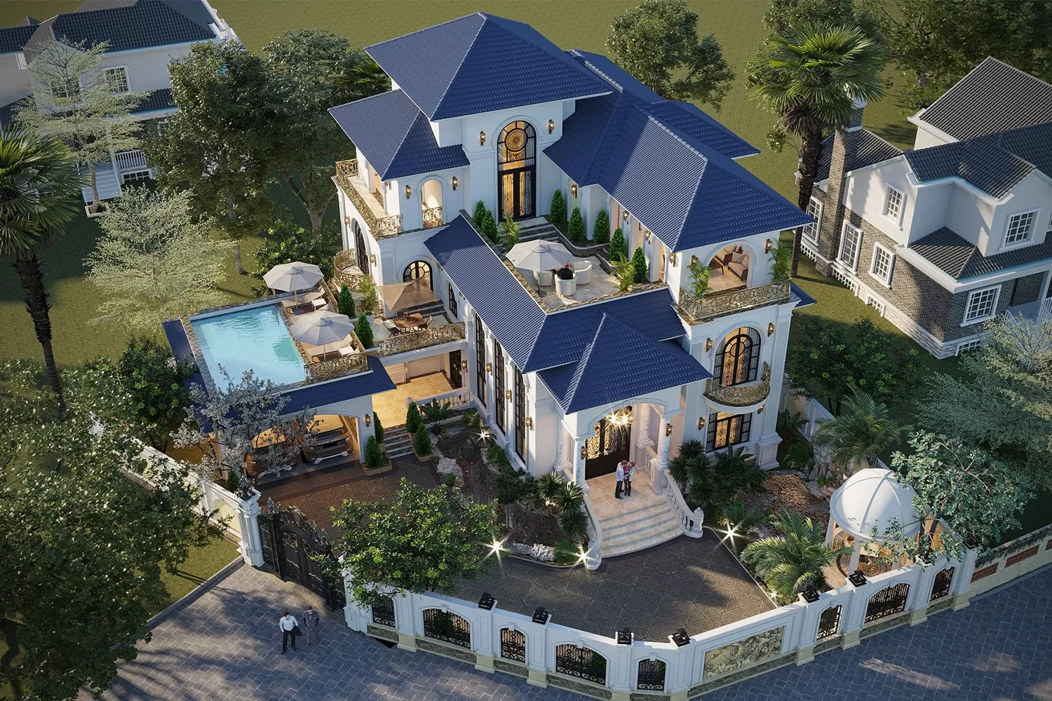 Nhà 2 mặt tiền vát góc tân cổ điển