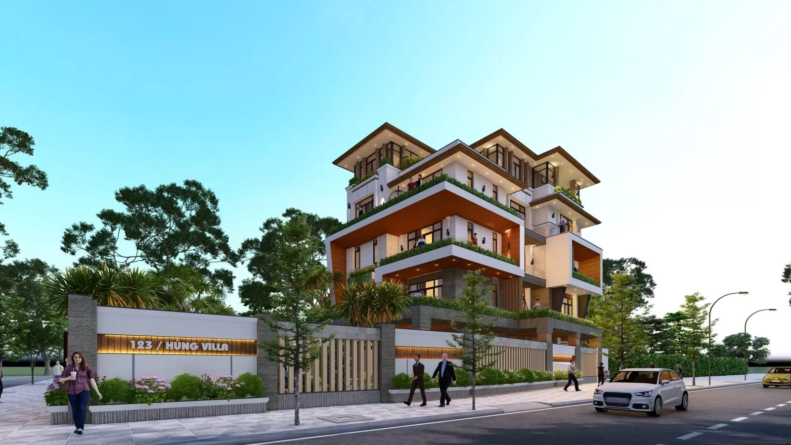 Nhà biệt thự 4 tầng 1 tum hiện đại 2 mặt tiền