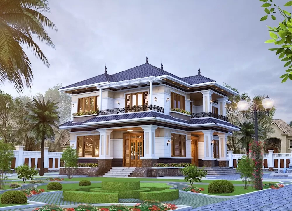 Hệ mái nhật có độ dốc nhẹ mở rộng ra các hướng khác nhau