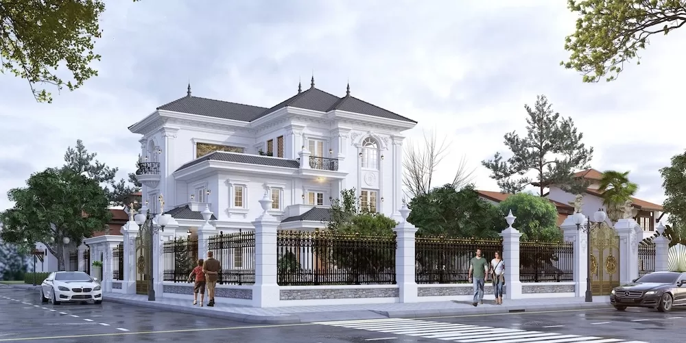 Nhà mái nhật 2 mặt tiền 4 phòng ngủ phong cách tân cổ điển