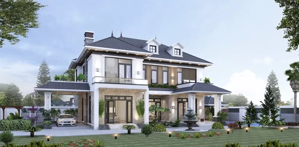 Biệt thự vườn 2 tầng hiện đại mái nhật 150m2