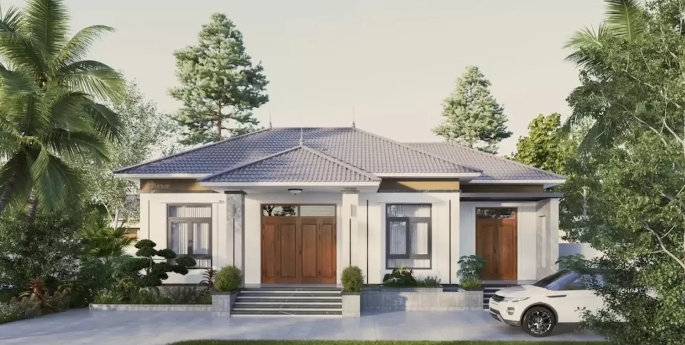 Nhà cấp 4 mái nhật 4 phòng ngủ hiện đại