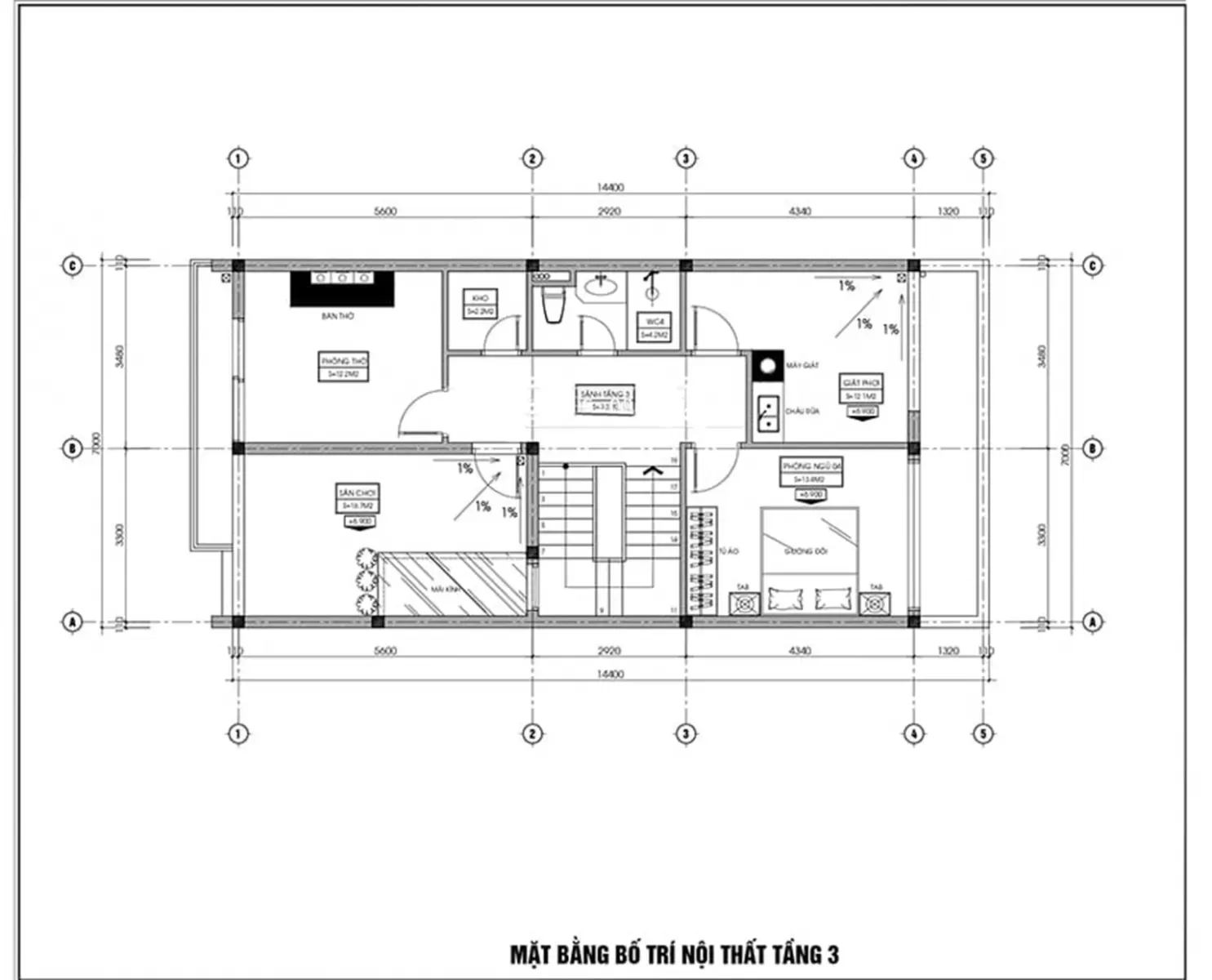 Phối cảnh nội thất tầng 3
