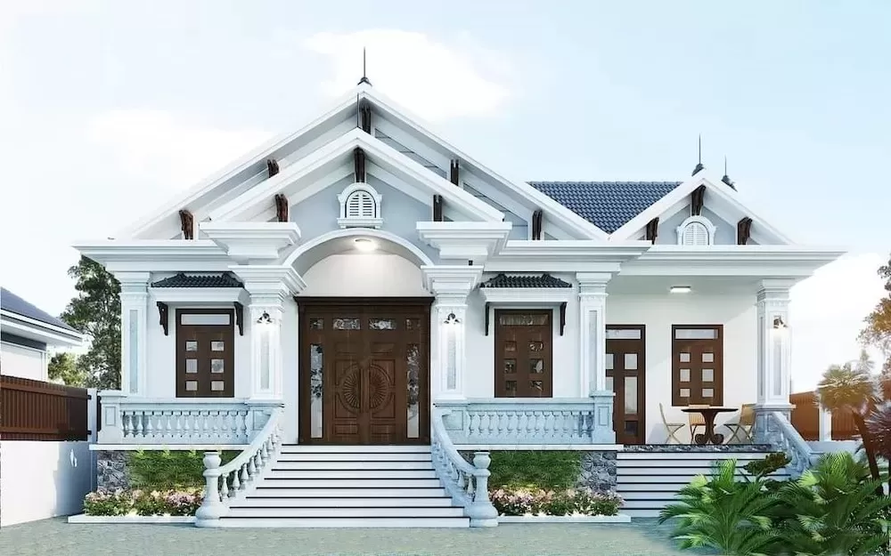 Biệt thự 1 tầng mái thái tân cổ điển