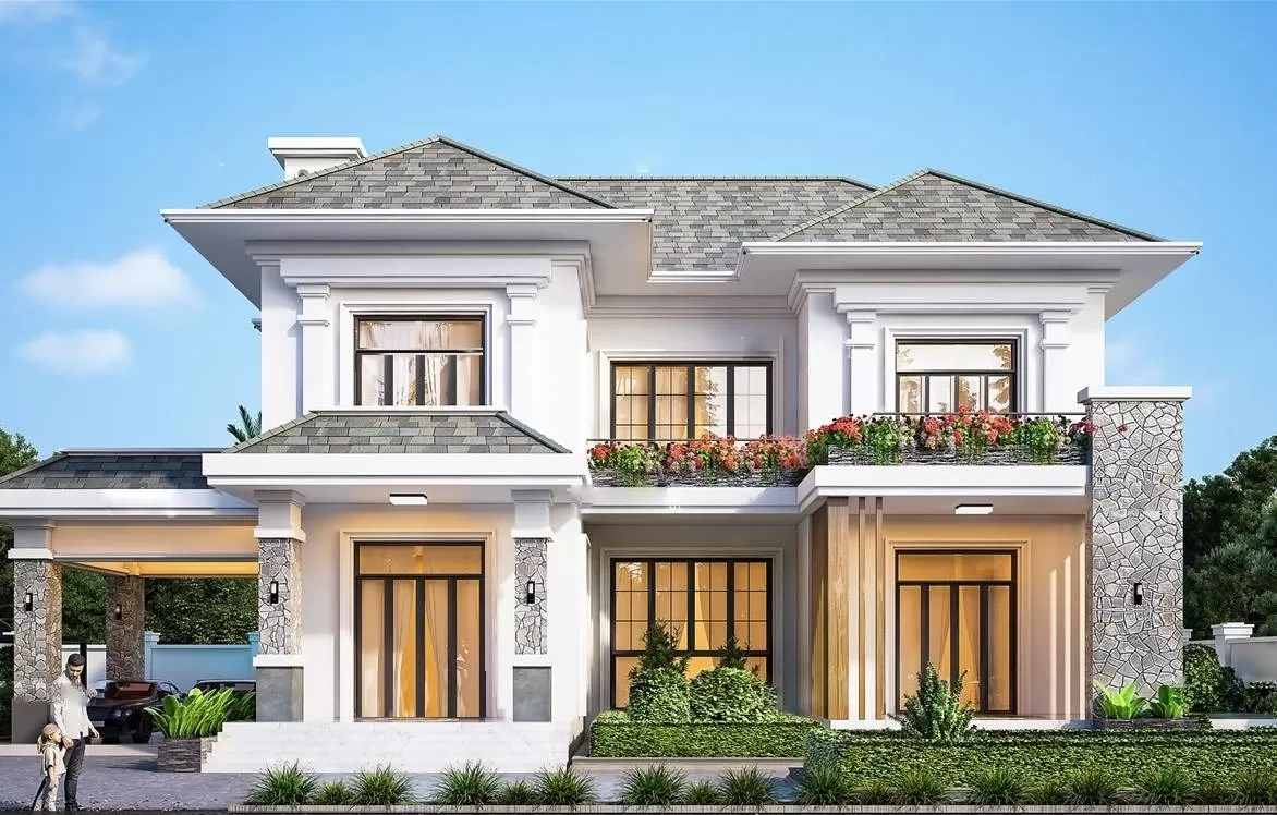 Mẫu nhà vườn chữ 4 phòng ngủ