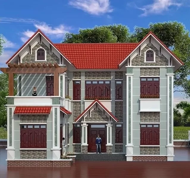 Mẫu nhà chữ U 2 tầng mái thái