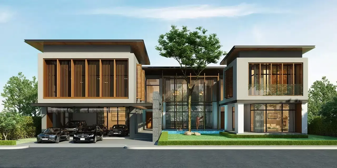 Mẫu nhà chữ U có bể bơi